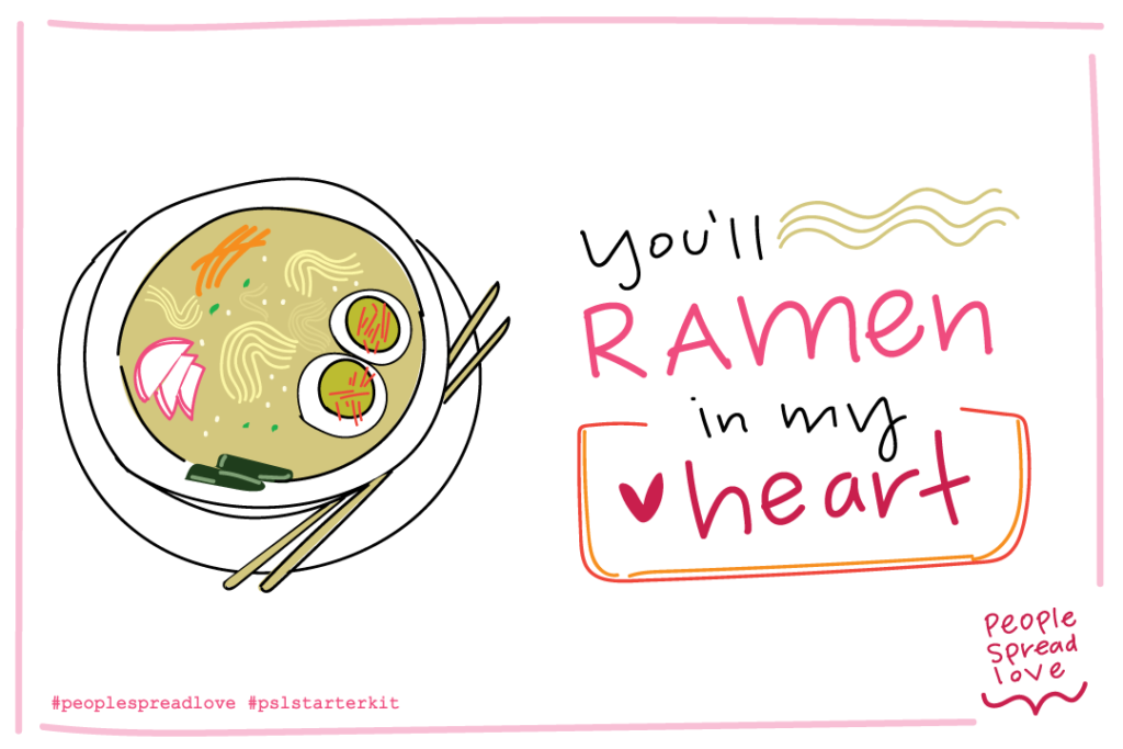 "You'll Ramen in my Heart" postcard