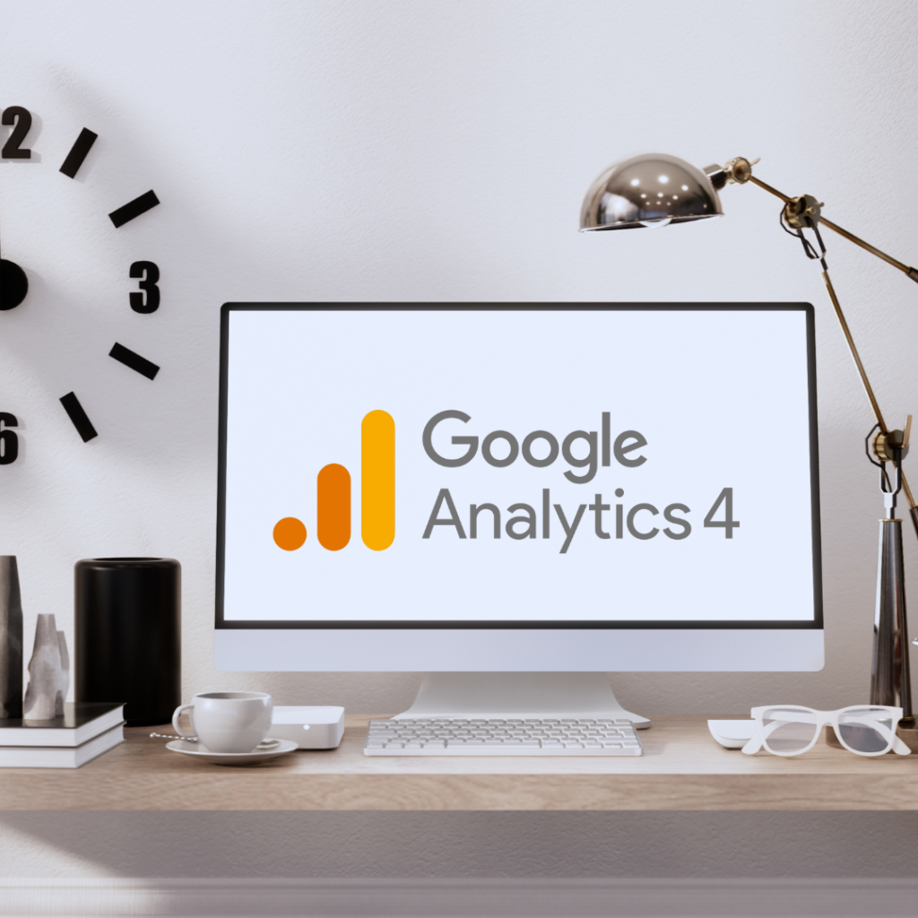 Google Analytics 4 logo on computer image