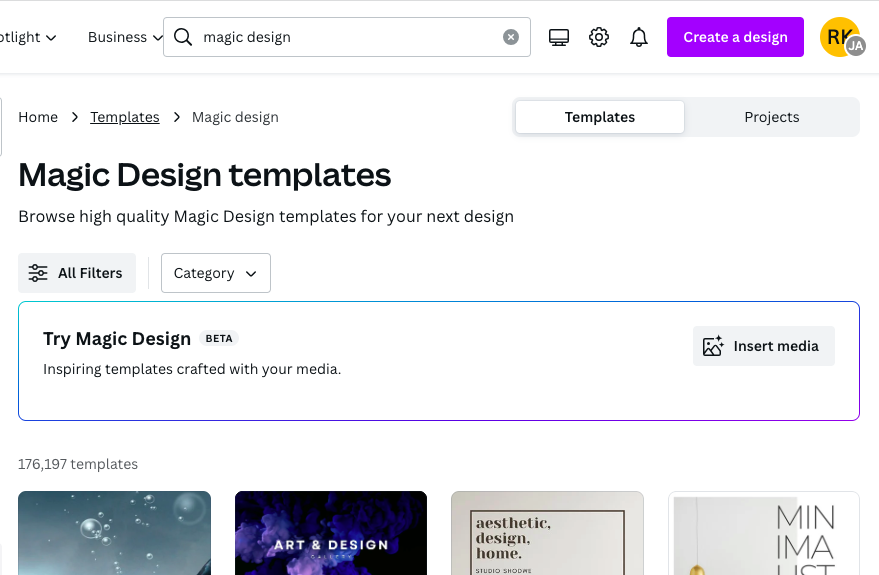 Canva AI - Magic Design templates