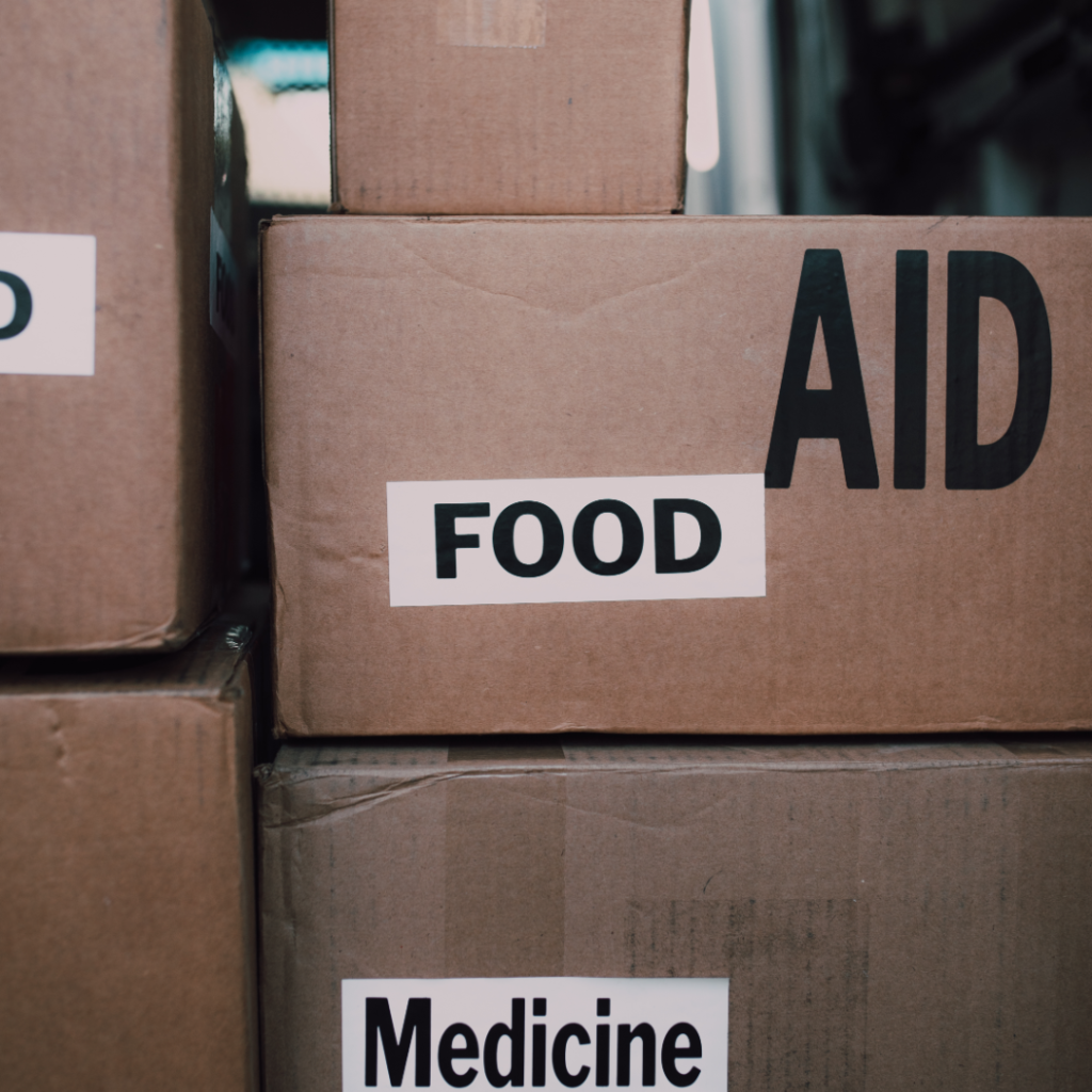 Transcend Ideas - nonprofit image of food and medicine labelled boxes